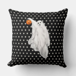 Ghost med Pumpkin Bucket Funny Art Kudde