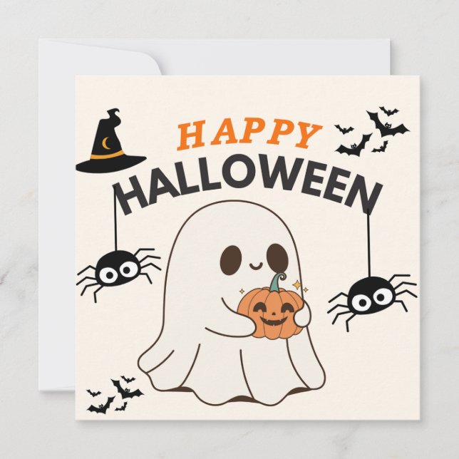 Ghost med Pumpkin - Happy halloween Design Spara Datumet (Framsida)