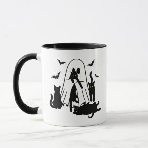 Ghost med Svarta katter Halloween Mugg