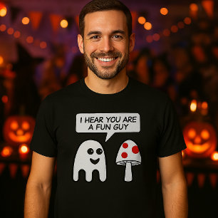 Ghost Meets Mushroom "Roligt Guy" Funny Halloween T Shirt