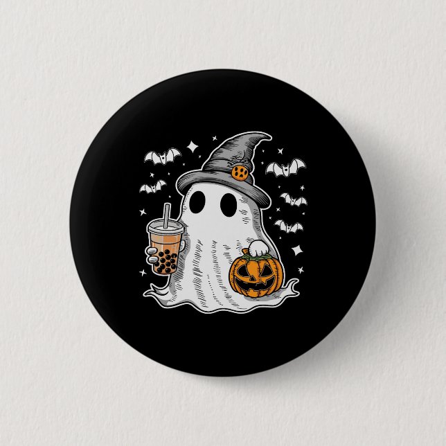 Ghost Milktea Ghost Drinking Bubble Tea Knapp (Framsida)
