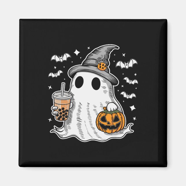 Ghost Milktea Ghost Drinking Bubble Tea Magnet (Framsidan)