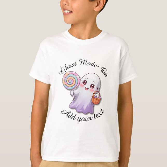 Ghost Mode: On – Kids Halloween T-Shirt (Framsida)