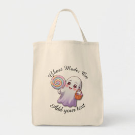 Ghost Mode: On – Large Halloween Candy Bag Tygkasse