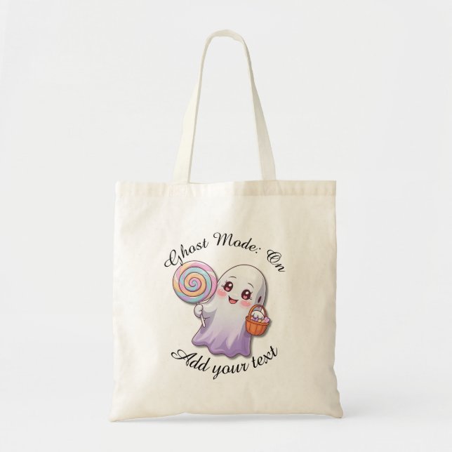 Ghost Mode: On – Personalized Halloween Tote Bag Tygkasse (Framsidan)