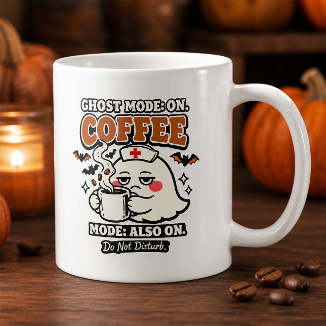 Ghost Mode På Coffee Mode Också På Halloween Sjuks Kaffemugg (Skapare uppladdad)