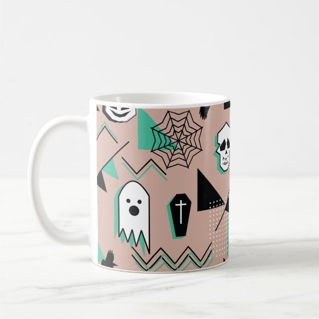 Ghost mönster,halloween-tema sömlös mönster med kaffemugg (Vänster)