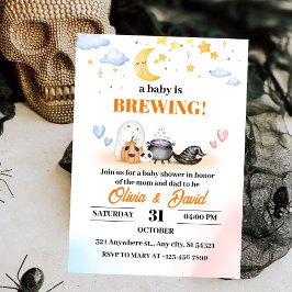 Ghost, Moonlit Himmel,Whimsical Halloween Baby Sho Inbjudningar