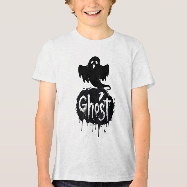 Ghost – Mörk Skräck Droppande Text Konst T Shirt (Framsida)