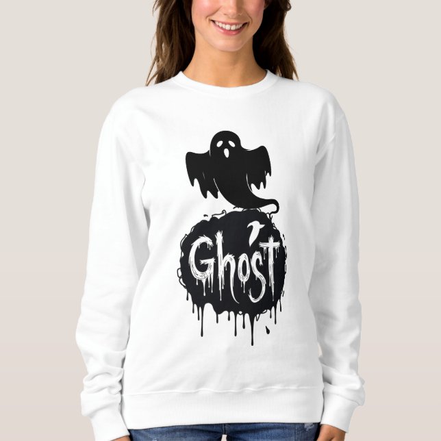 Ghost – Mörk Skräck Droppande Text Konst T Shirt (Framsida)