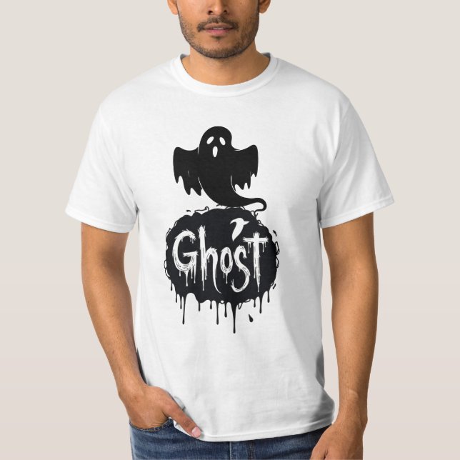 Ghost – Mörk Skräck Droppande Text Konst T Shirt (Framsida)