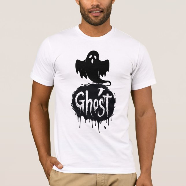 Ghost – Mörk Skräck Droppande Text Konst T Shirt (Framsida)
