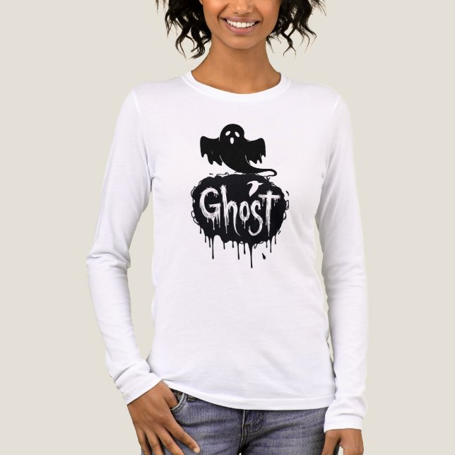 Ghost – Mörk Skräcktext Konst med Droppande Bokstä T Shirt (Framsida)