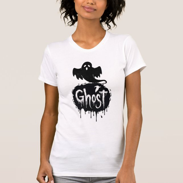 Ghost – Mörk Skräcktext Konst med Droppande Bokstä T Shirt (Framsida)