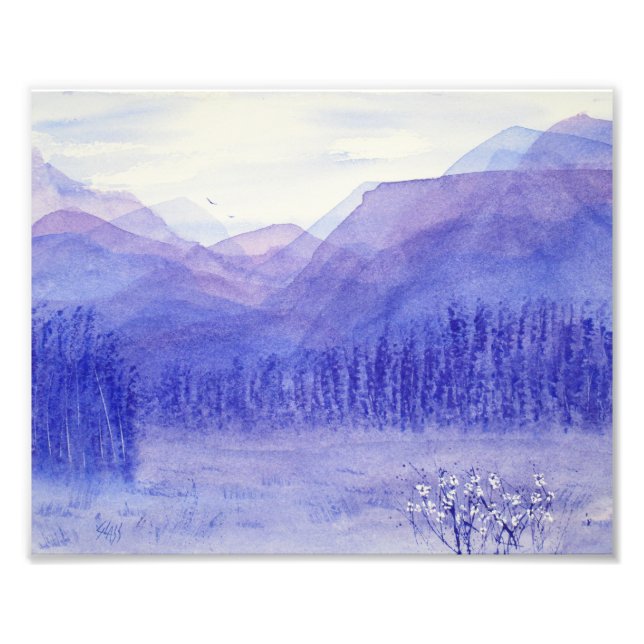 Ghost Mountains Valley Watercolor liggande Fototryck (Framsidan)