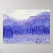 Ghost Mountains Valley Watercolor liggande