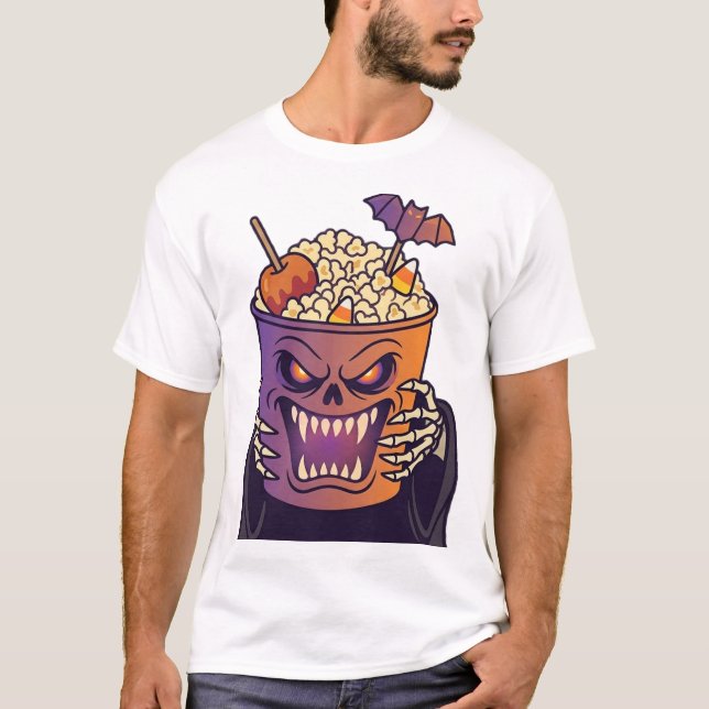 Ghost Movie Night Halloween  T Shirt (Framsida)