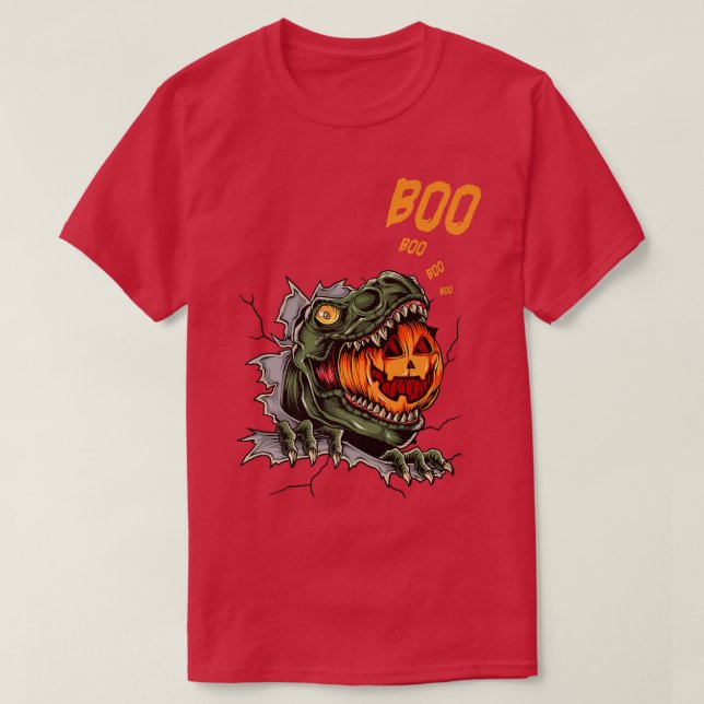 Ghost Mummy Dinosaur Funny Boo Halloween Boys Mana T Shirt (Design framsida)