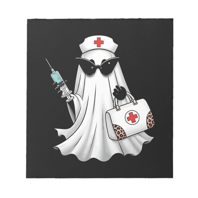 Ghost Nurse Halloween Anteckningsblock (Framsida)