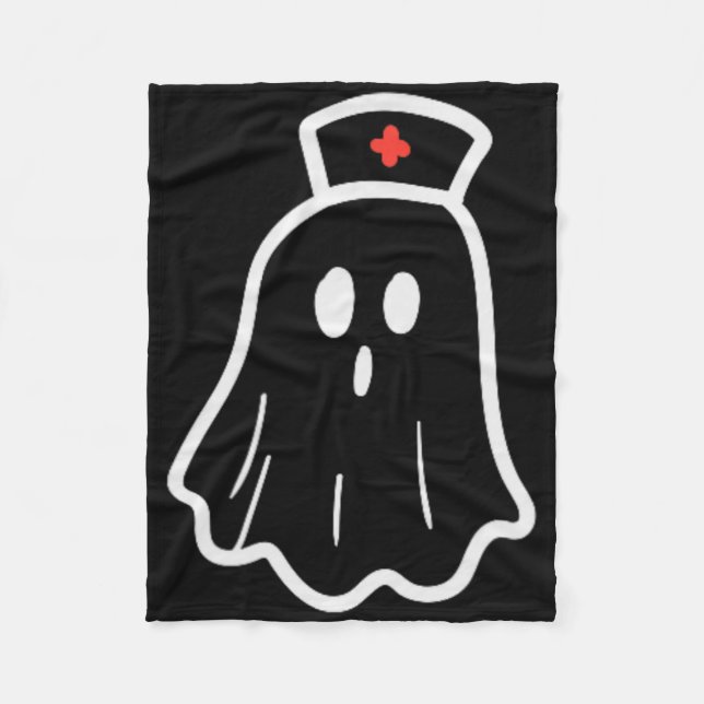 Ghost Nurse Halloween Costume Retro Fall SCrub Top Fleecefilt (Framsidan)