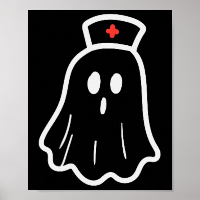 Ghost Nurse Halloween Costume Retro Fall SCrub Top Poster (Framsidan)