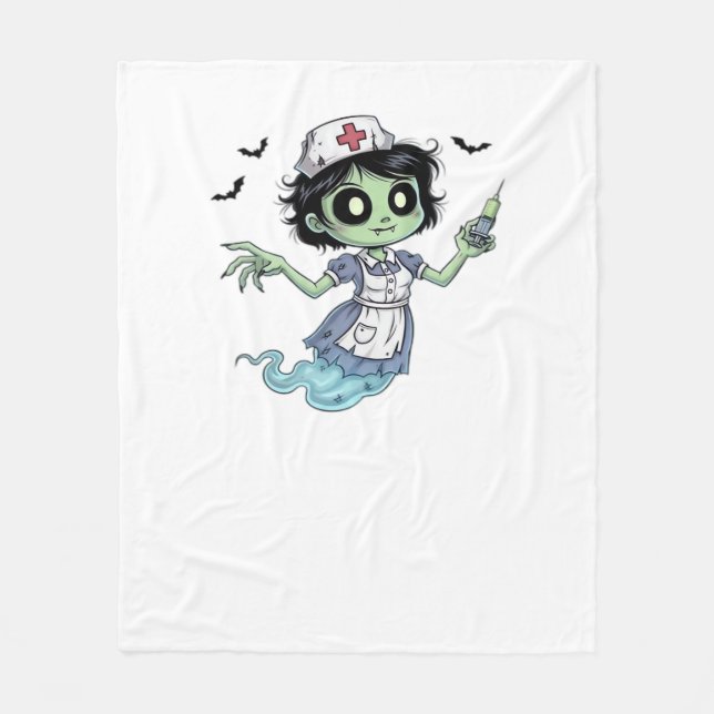 Ghost Nurse Spookily Caring and Whimsially Haunt Fleecefilt (Framsidan)