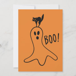 Ghost och Black Cat Halloween fest Orange Inbjudningar