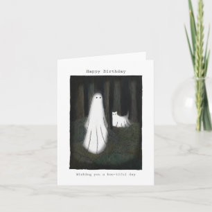 Ghost och Ghost cat Cute roligt Grattis på födelse Kort