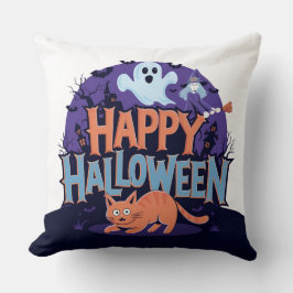 Ghost och Halloween Cat Dekorativ kudde: Charming Kudde