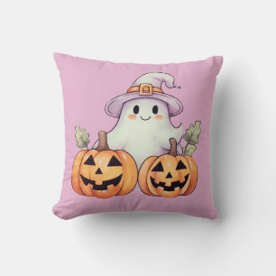 Ghost och Jack-O' Lanterns Lila Halloween Kudde