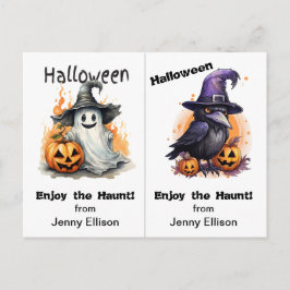 Ghost- och Kråka School Party Halloween Card Vykort