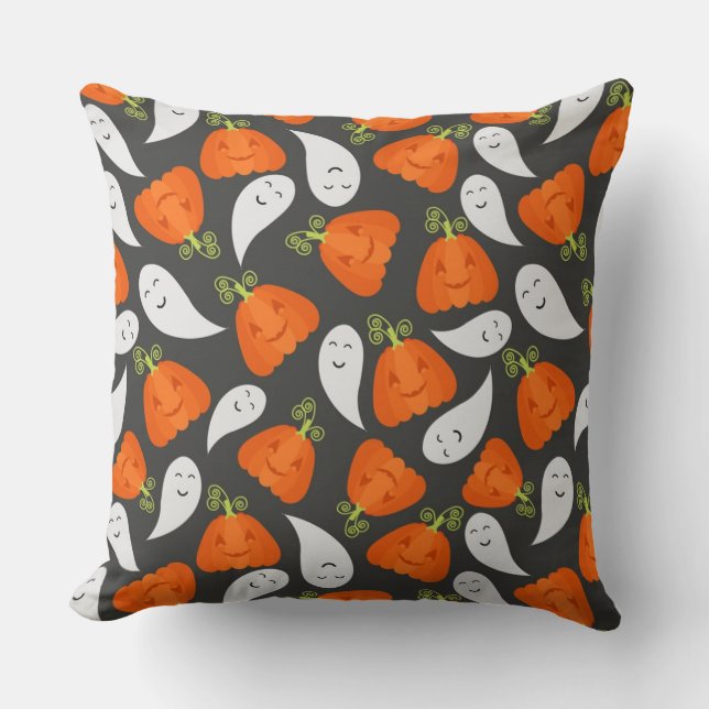 Ghost och Pumpkin Mönster Kudde (Framsida)