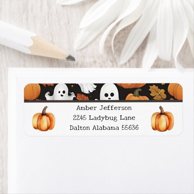 Ghost och Pumpkins Returadress Etikett (Insitu)
