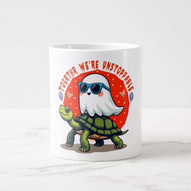 Ghost- och Turtle Äventyr-design Jumbo Mugg (Framsidan)