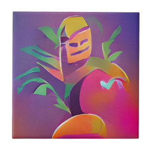 Ghost of a mango popsicle abstrakt digital art kakelplatta