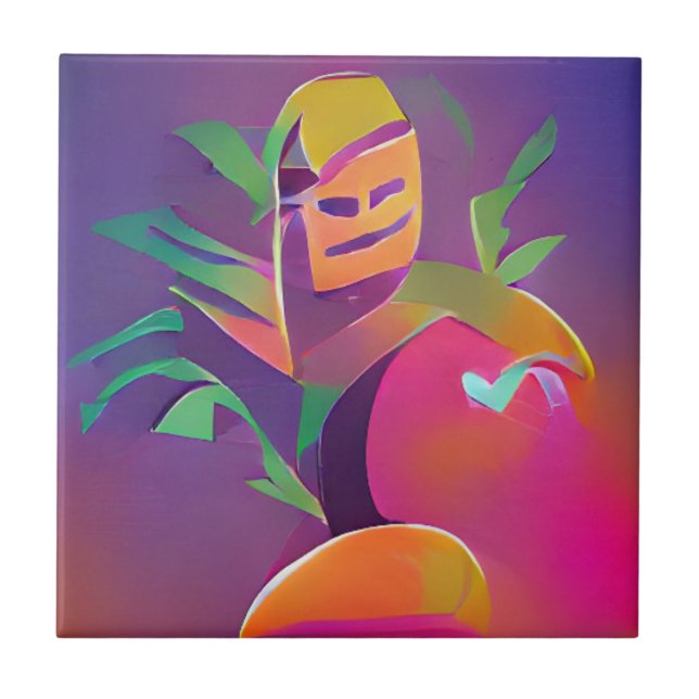 Ghost of a mango popsicle abstrakt digital art kakelplatta (Framsidan)