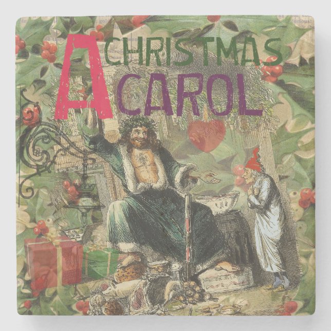 Ghost of Christmas Present Illustration Scrooge på Stenunderlägg (Framsidan)