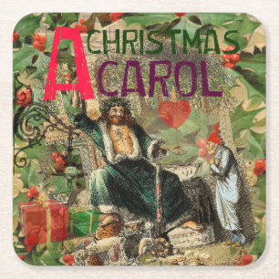 Ghost of Christmas Present Illustration Scrooge på Underlägg Papper Kvadrat