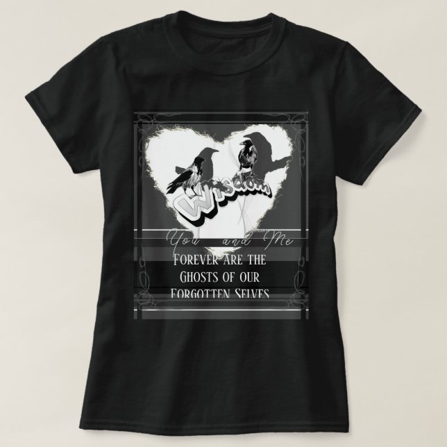 Ghost of Forgot Selves Grått Kråkas Ravens T Shirt (Design framsida)