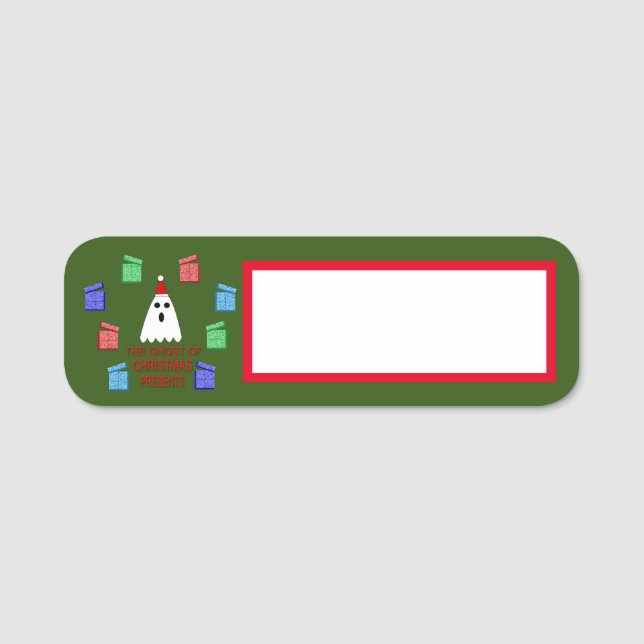 Ghost of Julklapp Funny Namnbricka (Framsida)