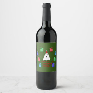 Ghost of Julklapp Funny Vinflaska Etikett