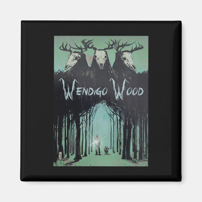 Ghost of the Forest Cryptid Wendigo Wood Magnet (Framsidan)