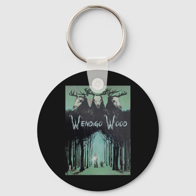 Ghost of the Forest Cryptid Wendigo Wood Nyckelring (Framsida)