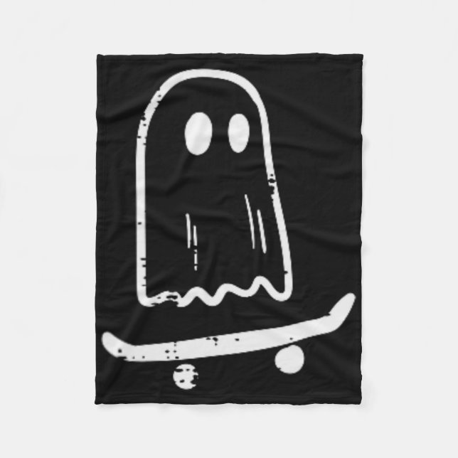 Ghost på Skateboard Roligt Retro Halloween Costume Fleecefilt (Framsidan)
