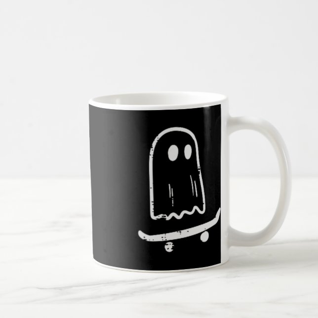 Ghost på Skateboard Roligt Retro Halloween Costume Kaffemugg (Höger)