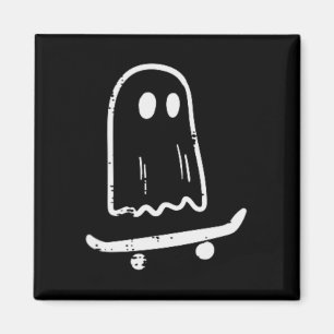 Ghost på Skateboard Roligt Retro Halloween Costume Magnet