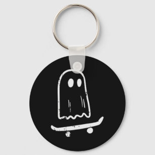 Ghost på Skateboard Roligt Retro Halloween Costume Nyckelring