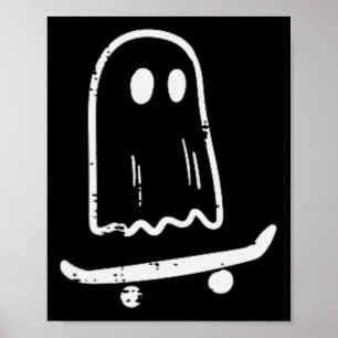 Ghost på Skateboard Roligt Retro Halloween Costume Poster