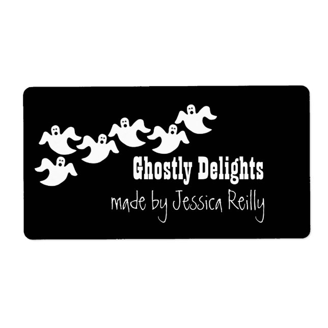 Ghost Party Halloween Baking Labels, Black Fraktsedel (Framsidan)