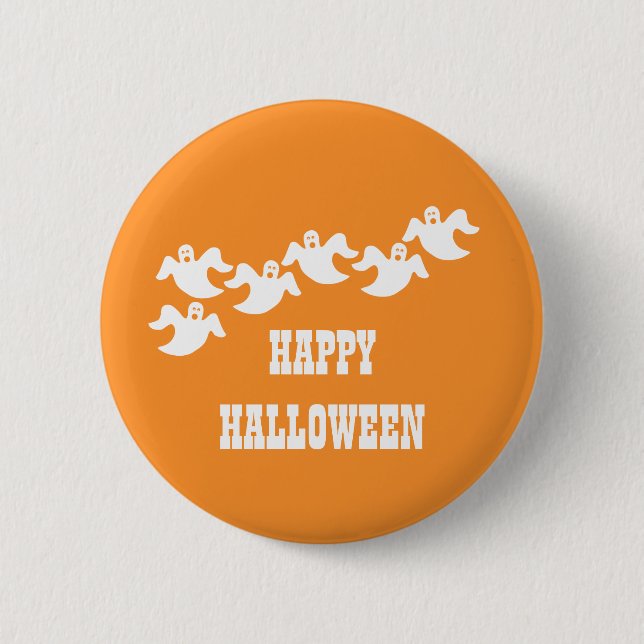 Ghost Party Halloween Button, Orange Knapp (Framsida)